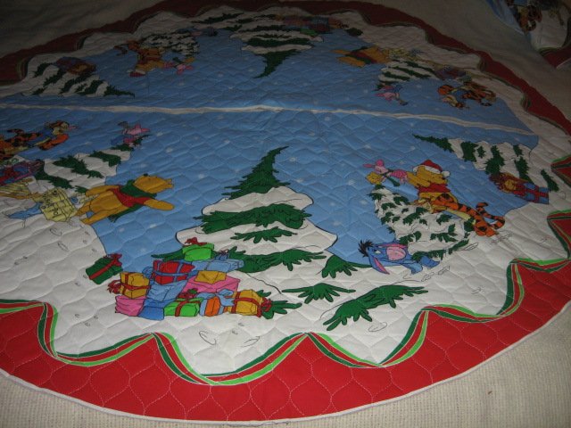 Image 0 of Pooh Eeyore Piglet Tigger  Christmas Tree Skirt Large 56 inch Diameter To Make