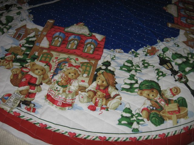 Image 1 of Teddy Bear Christmas Tree Skirt Large 57 inch Diameter To Make