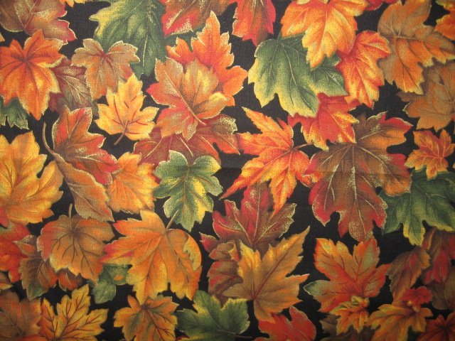 Fall leafs colors cotton table cloth fabric two yard piece to sew