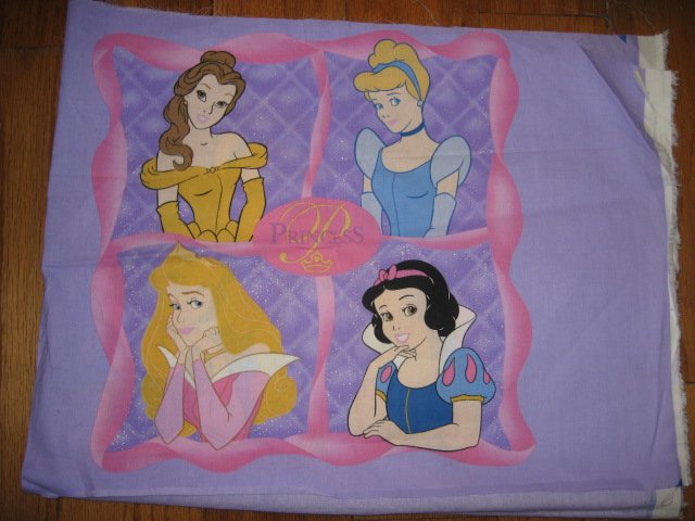Disney Four Princesses  cotton fabric pillow panel 22 inch by 17 inches