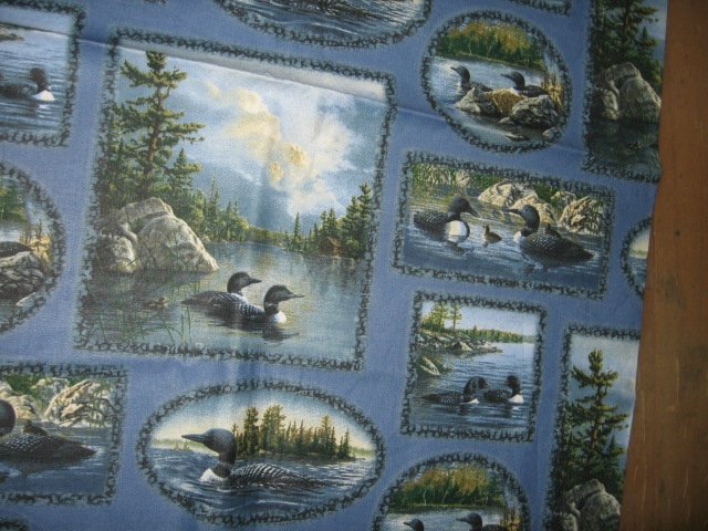 Image 1 of Loons several pictures two pieces 22 inch by 24 inch each Cotton Fabric 