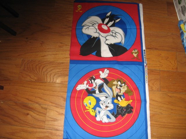 Looney Tunes Sylvester and Tunes Family Pillow panels set of two cotton fabric