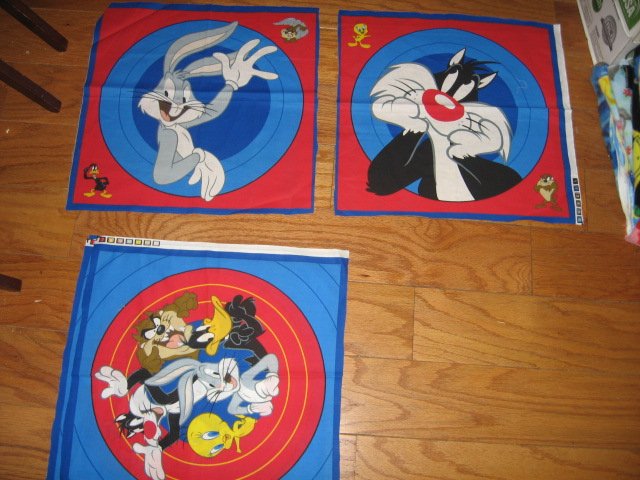 Looney Tunes Sylvester Bugs  Tunes Family Pillow panels set of three
