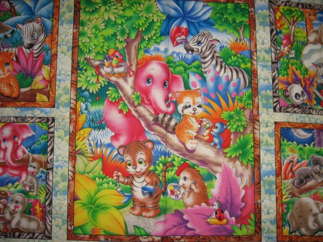 Image 1 of Jungle Jubilee baby jungle animals whimsical cotton panel series