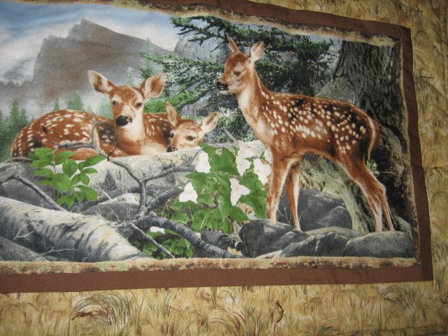 Image 0 of Deer family forest setting padded wall panel 25 inch by 16