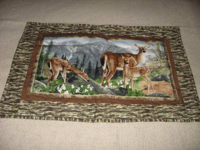 Image 0 of Deer family forest setting padded wall panel 25 inch by 16