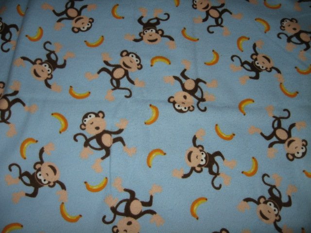 Monkeys bananas light blue Flannel  Blanket for boy 