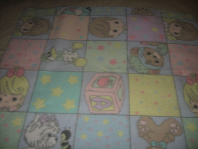 Image 0 of Boy Girl stork squares fleece child blanket 