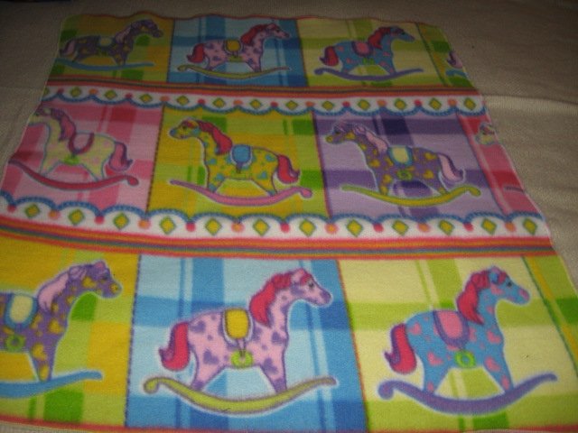 Image 0 of Rocking Horse Fleece Blanket for toddler day care comfort 