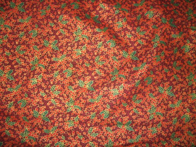 Image 0 of Holly Berries green leaves winter cotton fabric by the yard