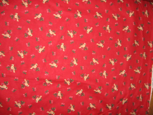 Holly Christmas Bird cotton fabric by the yard