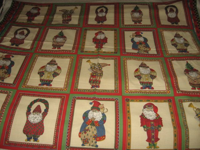 Image 0 of Christmas Santa Gnomes fabric cotton by the yard