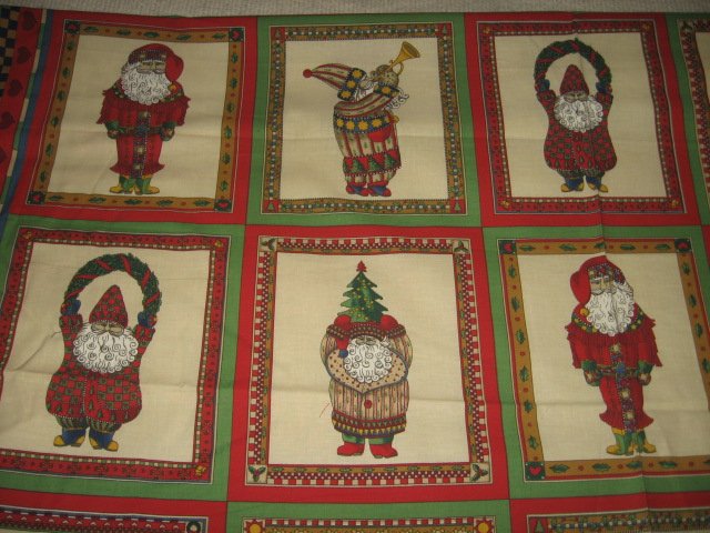 Image 1 of Christmas Santa Gnomes fabric cotton by the yard