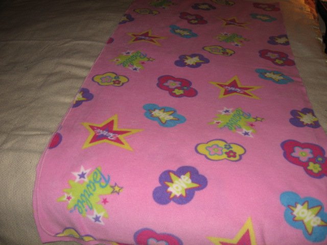 Stars pink flowers Barbie soft lightweight fleece blanket