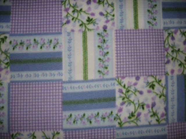 Image 0 of Flowers squares lilac fleece bed blanket 48 inch by 56 inches