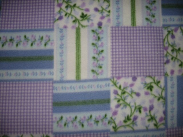 Image 1 of Flowers squares lilac fleece bed blanket 48 inch by 56 inches