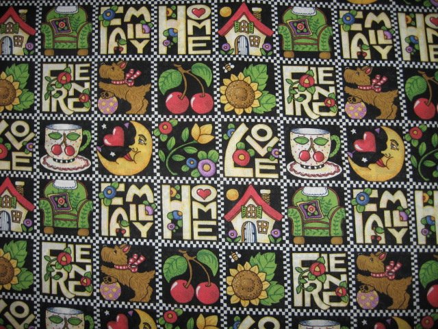 Mary Engelbreit family Home Friend Love Squares cotton fabric last yard