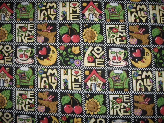 Mary Engelbreit family Home Friend Love Squares cotton fabric last yard