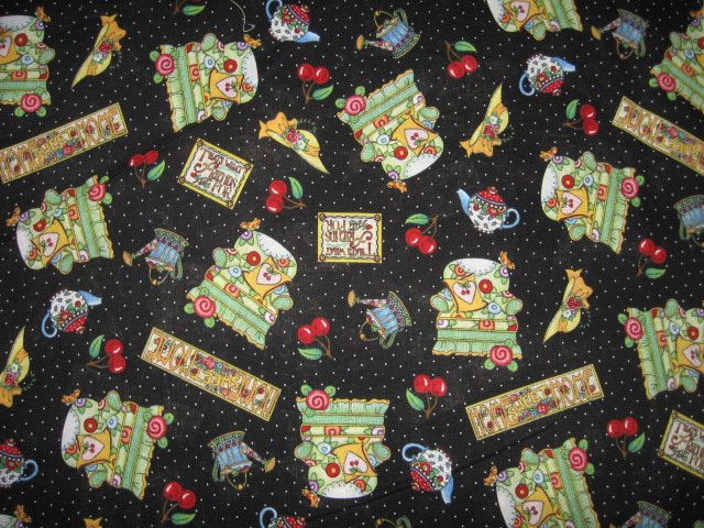 Mary Engelbreit home sweet home chair hat cherries cotton fabric end piece 