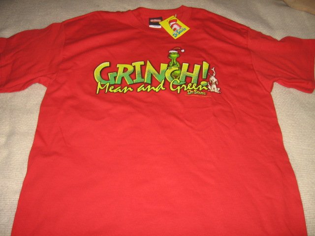 Dr Seuss mean green Grinch licensed large t shirt new with tags