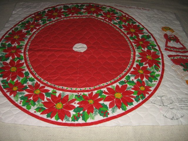 Christmas Tree Skirt and Angel Ornament 35 inch Diameter 