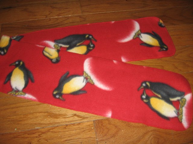 Penguins Handmade fleece table runner or scarf