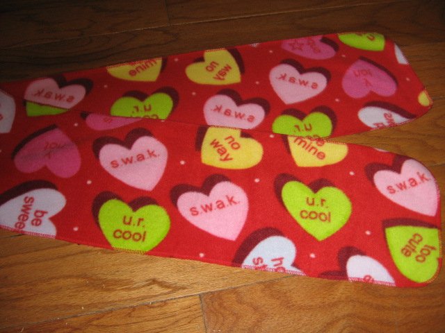 Valentine hearts  Handmade fleece table runner or scarf