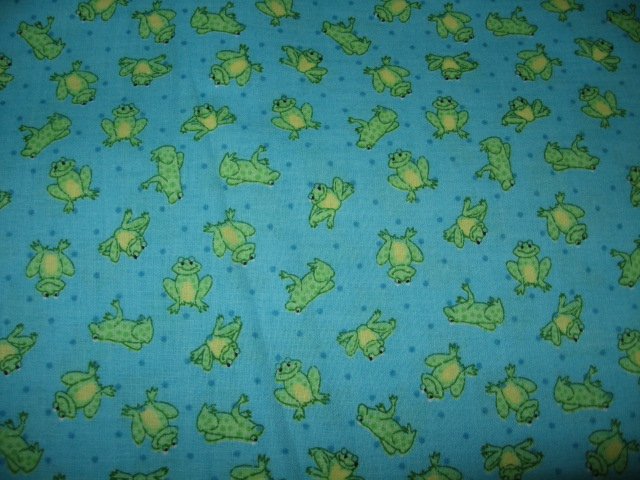 frog on blue green background cotton fabric one piece 44 by 54 inch