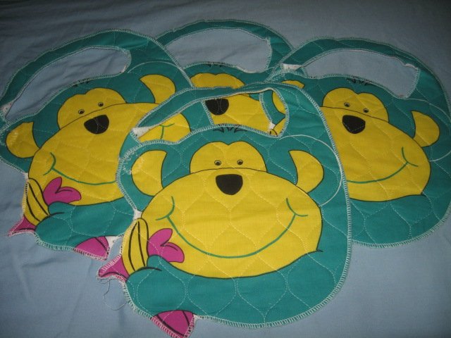 Image 0 of bib child monkey velcro on strap set of four