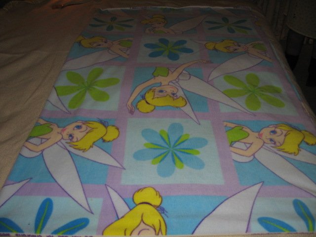 Image 1 of Tinkerbelle Disney Fleece bed blanket 5 ft by 3 ft