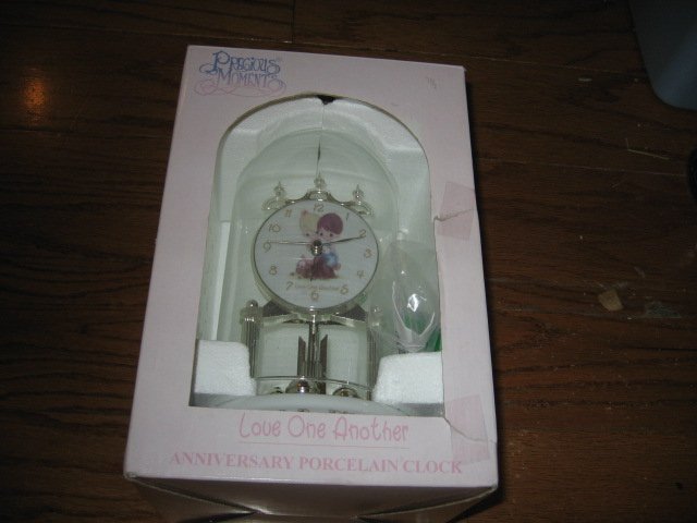 Image 1 of Precious Moments Anniversary Porcelain Clock new in box rare