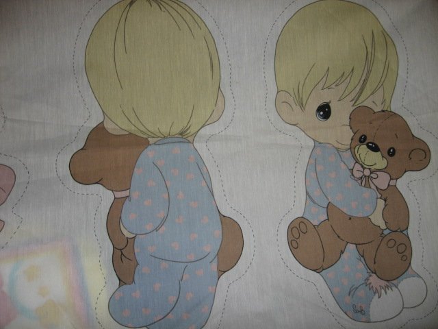 Image 0 of boy teddy girl bunny Fabric Precious Moments dolls To stuff cut and Sew