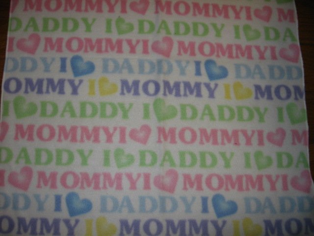 I love Mommy and Daddy pastel baby fleece blanket