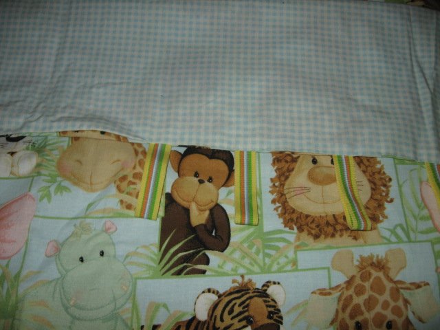 Image 1 of jungle animals Patty Reed three curtins cotton backing back too