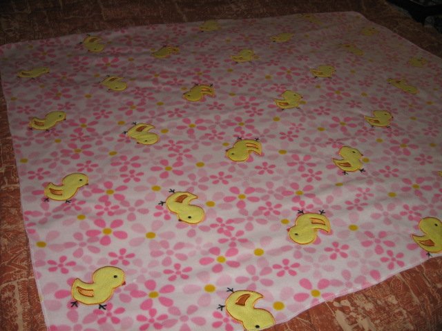 Image 1 of baby chicken pink fleece bed blanket 48 inches by 58 inches