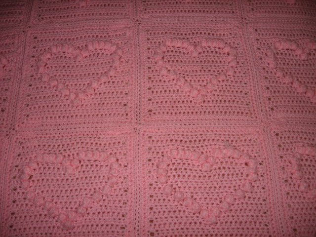 Image 2 of child love blanket handmade pink yarn