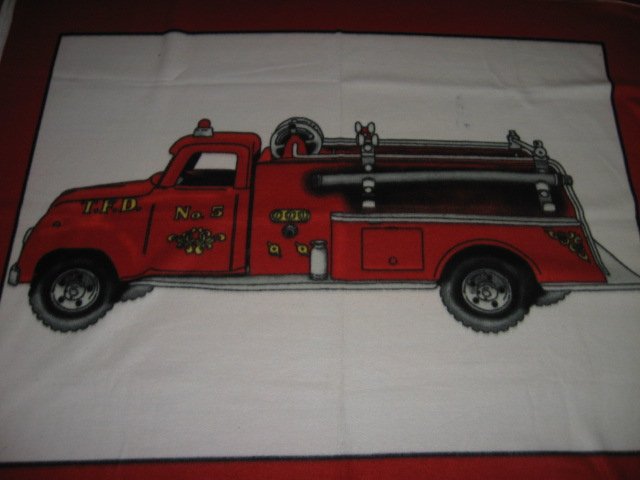 Image 0 of Fire Truck Vintage Red fleece blanket 