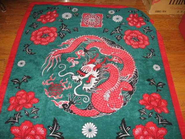 Oriental Asian motif fleece blanket panel