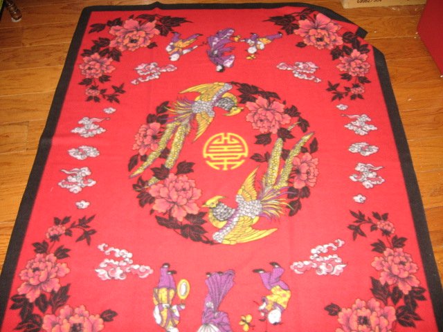 Oriental Asian motif fleece blanket panel
