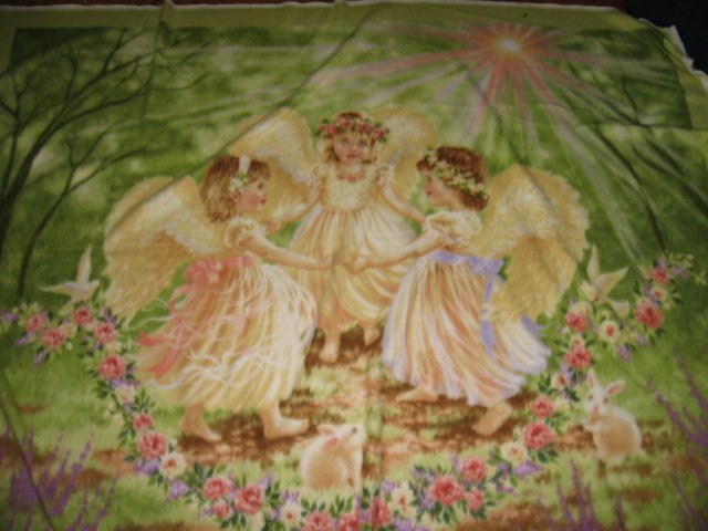 Image 1 of angel  fleece blanket flowers