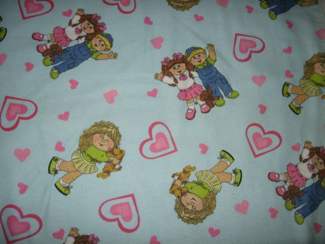 cabbage patch hearts boy and girl flannel fabric by the yard