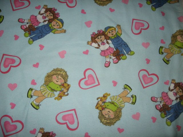 Image 0 of cabbage patch hearts boy and girl flannel fabric by the yard