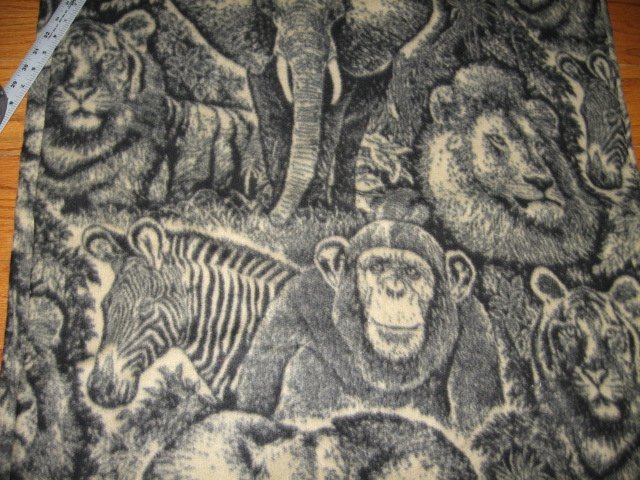 Image 0 of monkey giraffe lion elephant jungle animals fleece blanket