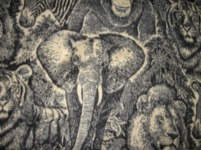 Image 1 of monkey giraffe lion elephant jungle animals fleece blanket
