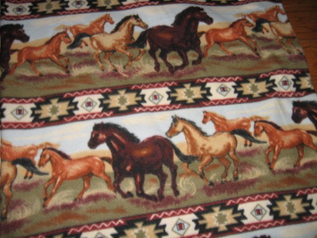 Image 0 of Southwest Rows Horses running  Fleece blanket 