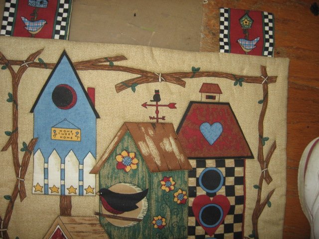 Bird House Quilted Wall Hanging Fabric Panel