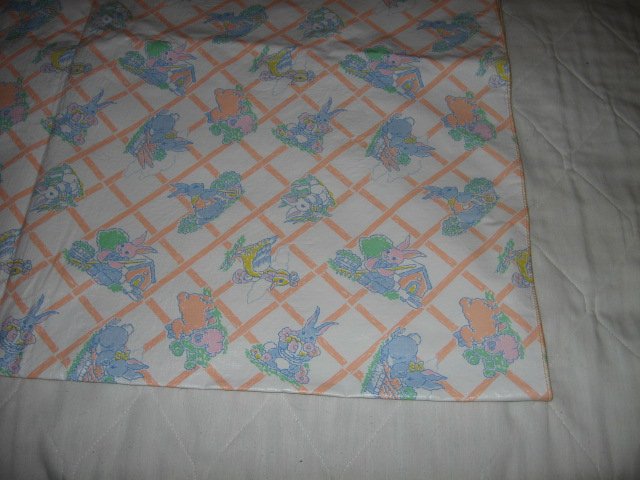 Image 2 of Vintage looking rabbits ducks sheep vinyl pink table cover