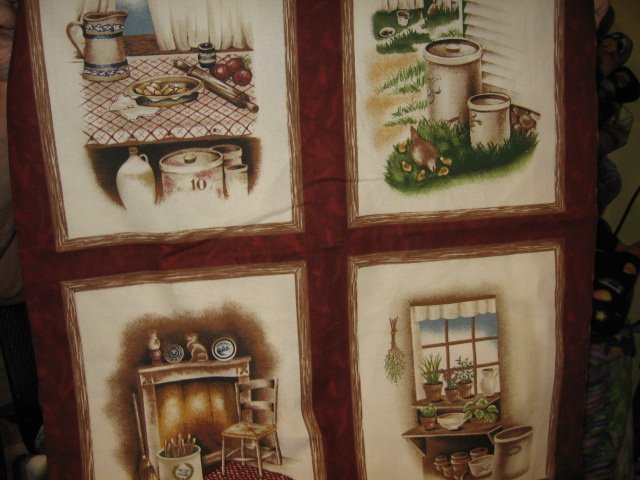 Image 0 of Stonewear Crocks  Pillow Panels set of four  Fabric to sew