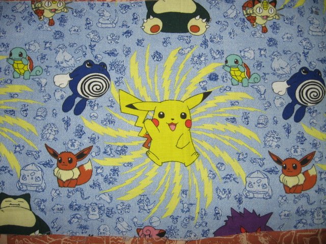 Image 1 of Pokemon Piachu vintage collectable outt of print fabric 9 inch by 44 inch