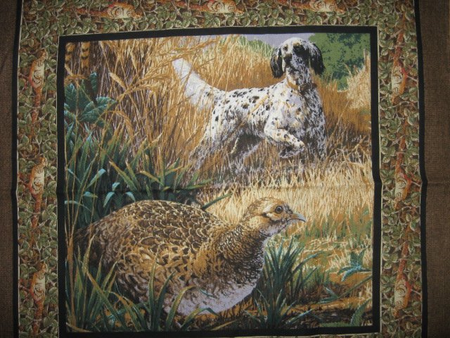 Pheasant Hunting dog pillow panels set off two